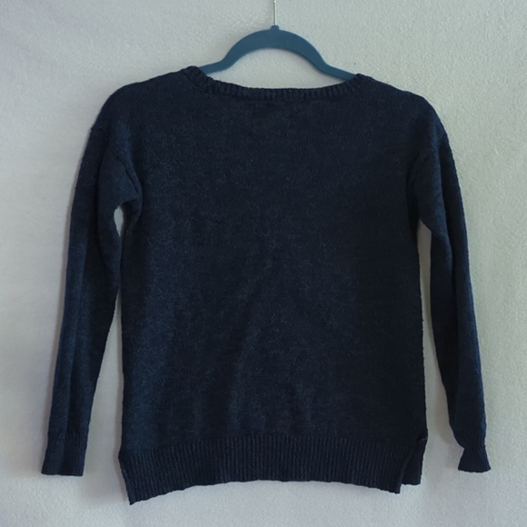 JUSTICE Navy Pullover Sweater w Fuzzy Sequined Llama Size 12 - Picture 2 of 8